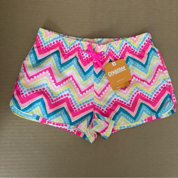 NWT Gymboree Girls Swim Shorts Size M (7-8) Chevron Print Summer Board UPF 50 - Picture 2 of 6